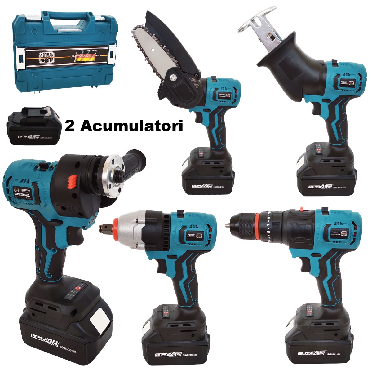 Trusa 5 in 1 German Meister, cu 2 Acumulatori, 24V, 5Ah, (Mini